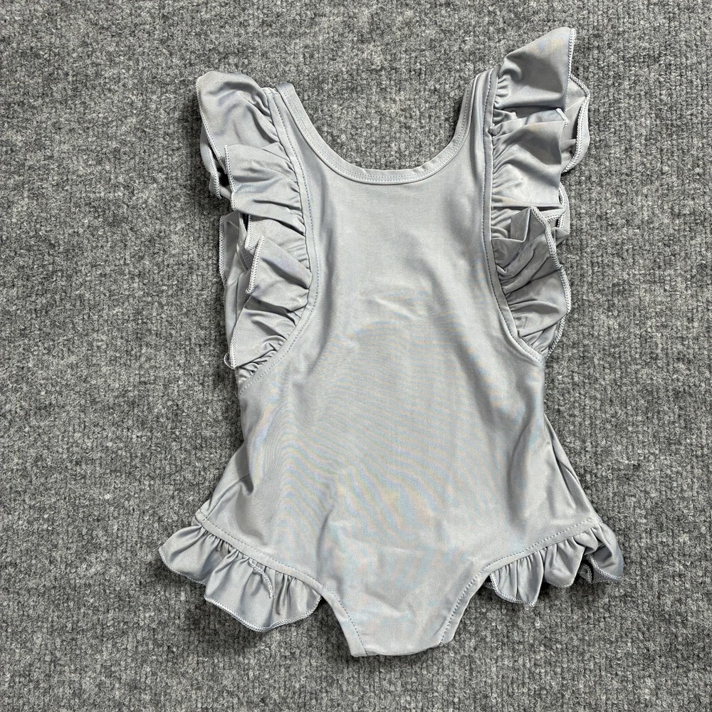 Baby Girl‎ One Piece Swimsuit Ruffle Sleeve Bathing Suit Silver/Grey